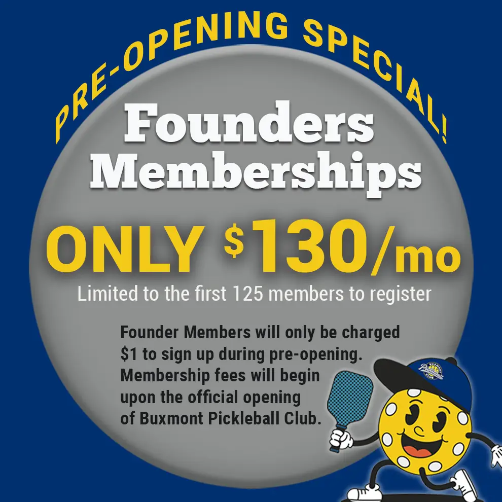 Founders Memberships ad with a cheerful yellow mascot holding a paddle.