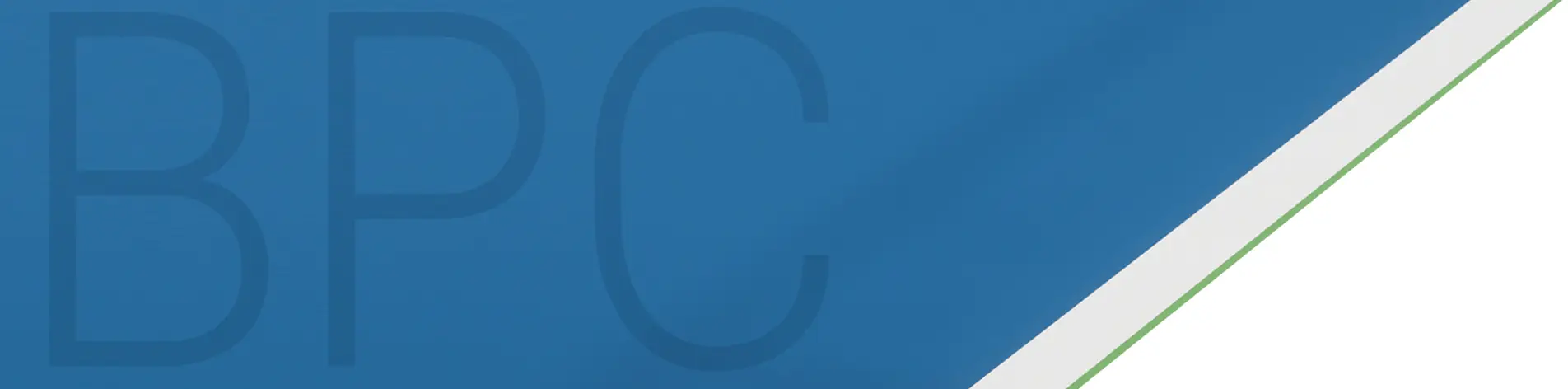 Blue background with large, faded BPC letters acronym that represent Buxmont Pickleball Club diagonally across the top.