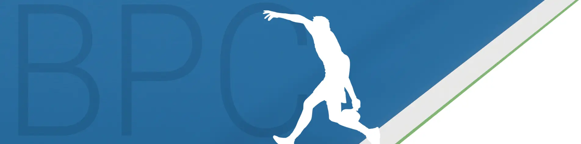 The Buxmont Difference Silhouette pickleball player banner with large acronym letters "BPC", which is an abbreviation for "Buxmont Pickleball Club".
